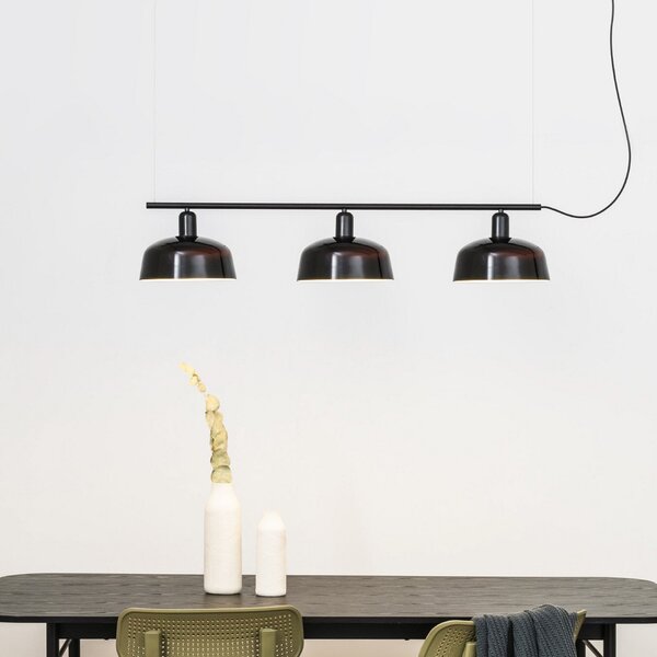 FARO BARCELONA Lampă suspendată Tatawin, negru, sticlă, lungime 100 cm, 3 becuri., reglabil, Negru, Camera de zi / sufragerie, Sticlă, Modern