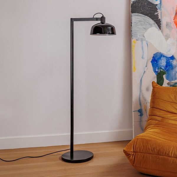 FARO BARCELONA Tatawin lampadar, negru, oțel/vidră, înălțime 148 cm, Negru, Camera de zi / sufragerie, Sticlă, Modern