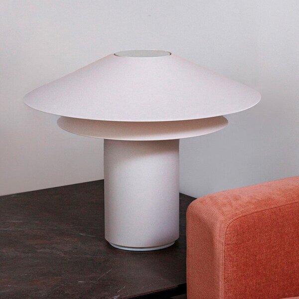 FARO BARCELONA Shan lampă de masă, bej, pergament / oțel, înălțime 48,5 cm, Bej, Camera de zi / sufragerie, Hârtie / Carton, Design