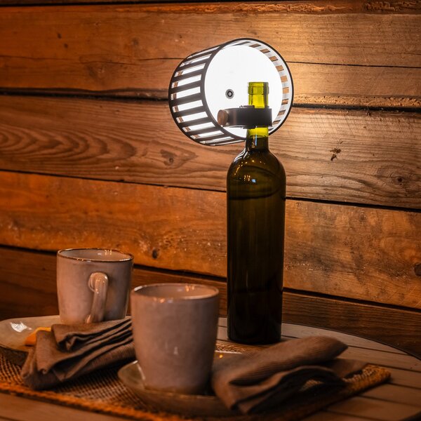 Konstsmide Lampă de masă reîncărcabilă Bottle LED, negru, aluminiu, IP54, dimabil, CCT, reglabil, Negru, Aluminiu, Modern
