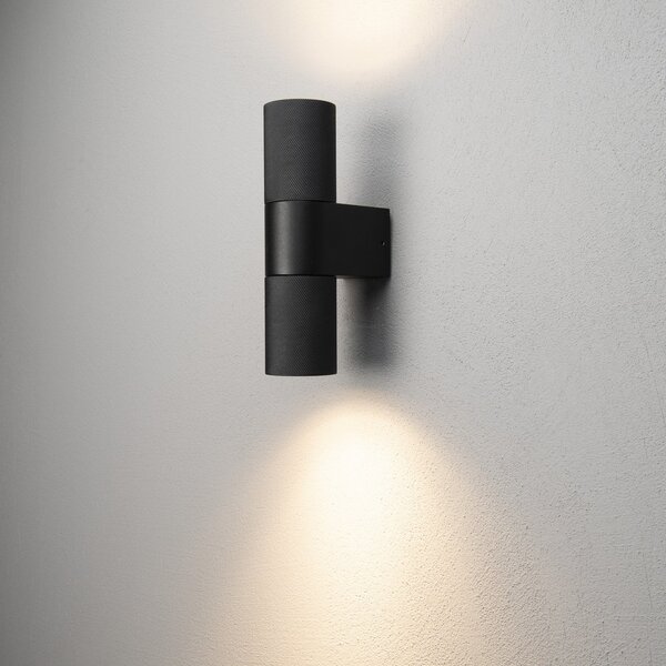 Konstsmide Lampă de perete pentru exterior Temi, negru, lățime 11 cm, aluminiu,, reglabil, Negru, Aluminiu, Modern