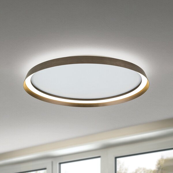 ORION Plafonieră LED Manta, Ø 60 cm, aluminiu/bronz, aluminiu, sus/jos, reglabil, Bronz / Alamă Veche, Camera de zi / sufragerie, Aluminiu, Modern, Plafon cu flacără multiplă