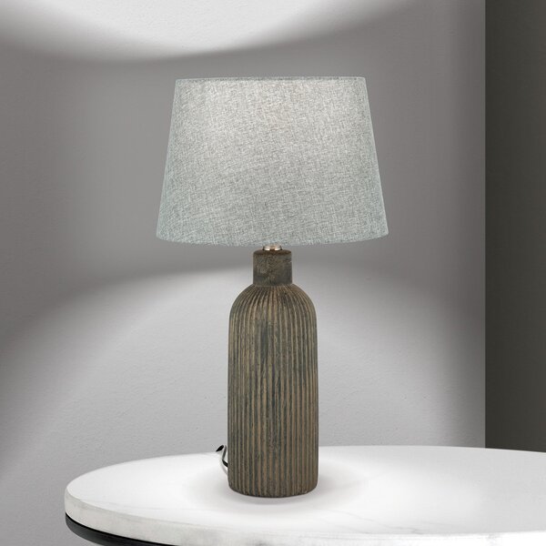 ORION Lampă de masă Orchid, maro/gri, înălțime 53,5 cm, ceramică/lin, Gri, Camera de zi / sufragerie, Țesătură / Textil