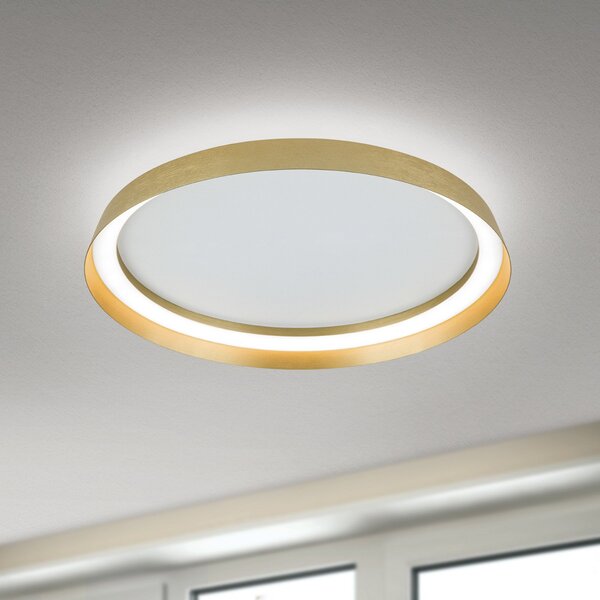 ORION Plafonieră LED Manta, Ø 45 cm, aurie, aluminiu, sus/jos, reglabil, Auriu / Alamă, Camera de zi / sufragerie, Aluminiu, Modern, Plafon cu flacără multiplă
