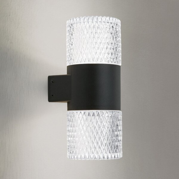 ORION LED lampă de perete pentru exterior Mondo, negru, înălțime 20,4 cm,, Negru, Aluminiu, Modern