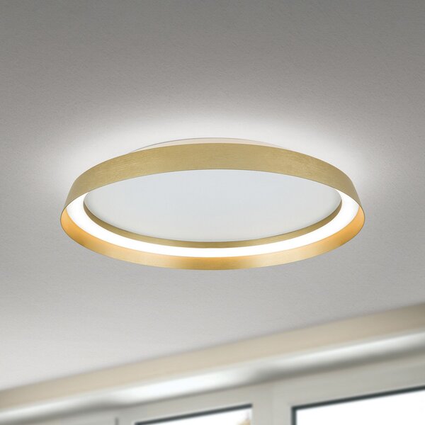 ORION Plafonieră LED Manta, Ø 45 cm, aurie, aluminiu, sus/jos, reglabil, Auriu / Alamă, Camera de zi / sufragerie, Aluminiu, Modern, Plafon cu flacără multiplă