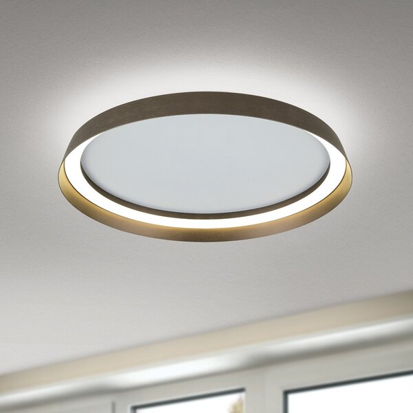 ORION Plafonieră LED Manta, Ø 45 cm, aluminiu/bronz, aluminiu, sus/jos, reglabil, Bronz / Alamă Veche, Camera de zi / sufragerie, Aluminiu, Modern, Plafon cu flacără multiplă