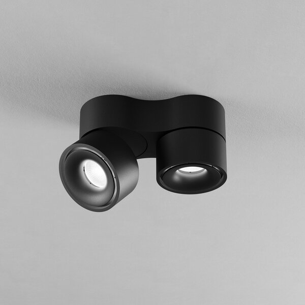 Egger Licht EGG LED spot de plafon Clippo Duo negru/negru DALI DTW 2 becuri, reglabil, Negru, Camera de zi / sufragerie, Aluminiu, Modern, Plafon rotund direct