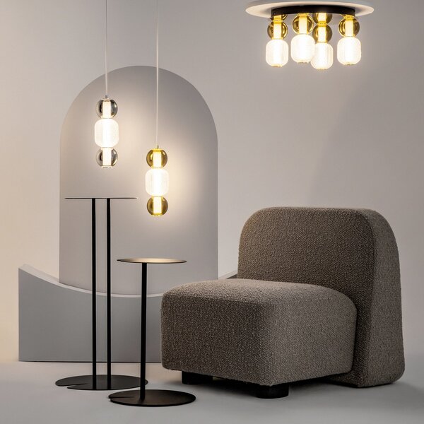 Maytoni Lampă suspendată LED Picătură, cromată, Ø 12 cm, sticlă, Gri, Camera de zi / sufragerie, Sticlă, Modern