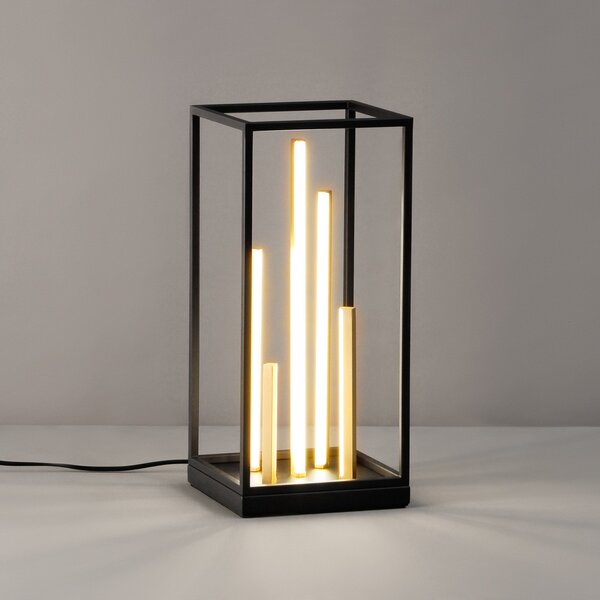 FISCHER & HONSEL Lampă de masă Grid LED, negru/galben, metal, CCT, dimabil, reglabil, Negru, Camera de zi / sufragerie, Metal, Modern