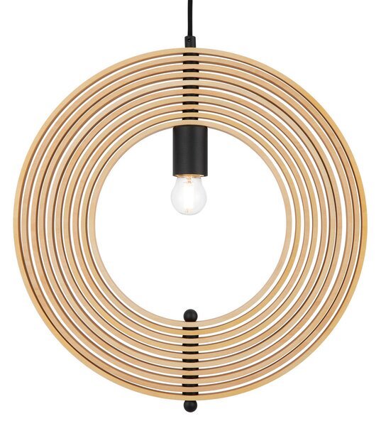 Maytoni Lampă suspendată Roots, formă sferică, Ø 43 cm, lemn/negru, reglabil, Lemn, Camera de zi / sufragerie, Lemn
