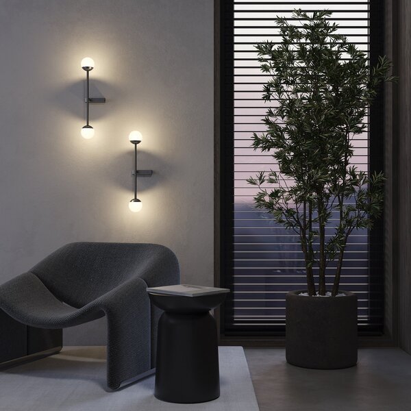 Maytoni Aplică de perete LED Touch, negru, înălțime 48 cm, dimabil, reglabil, Negru, Camera de zi / sufragerie, Metal