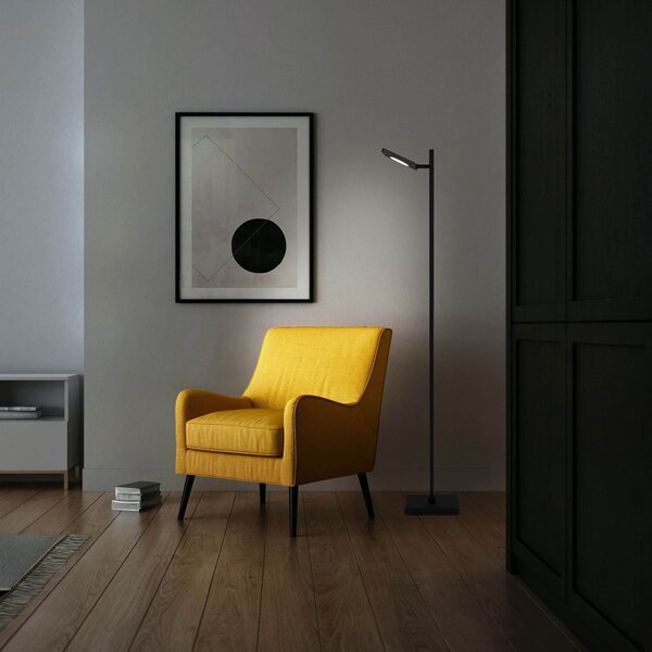 Näve Lampadar LED reîncărcabilă Lupa negru înălțime 135cm metal touchdim, reglabil, Negru, Camera de zi / sufragerie, Metal, Modern, Proiector vertical