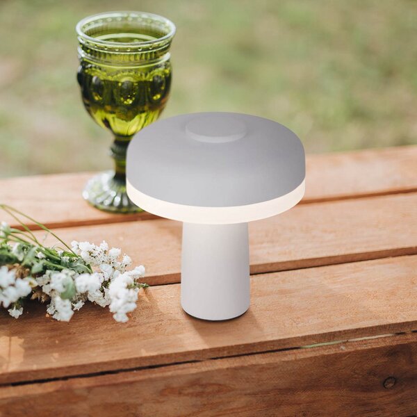 Näve Lampă de masă LED reîncărcabilă Pilu, alb, înălțime 16,5 cm metal touchdim, reglabil, Alb, Camera de zi / sufragerie, Metal, Modern