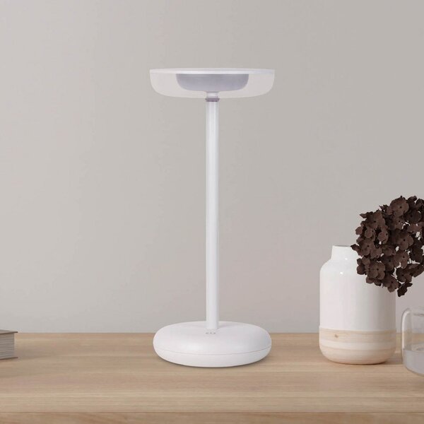 Näve LED reîncărcabilă lumina patio Pasi, alb Înălțime 26 cm Metal Touch, reglabil, Alb, Camera de zi / sufragerie, Metal, Modern