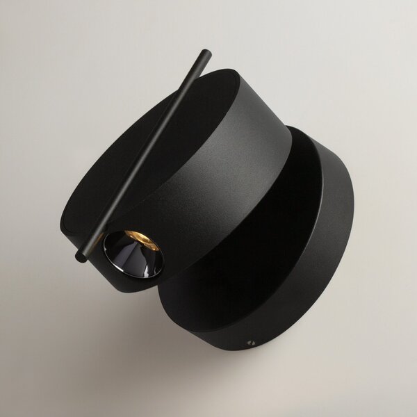 Maytoni Aplică de perete LED Nuance, negru / negru, Ø 10 cm, Negru, Camera de zi / sufragerie, Aluminiu, Modern