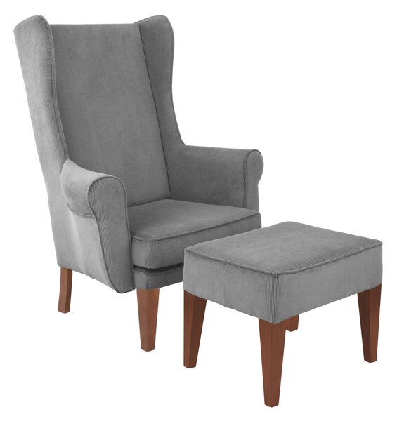 Set: Fotoliu Wingback Reiat + Taburet Wingback Reiat (expediere rapidă)
