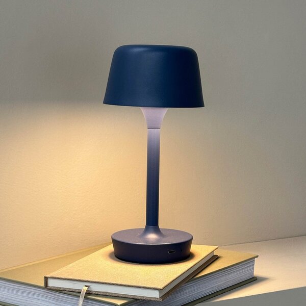Dyberg Larsen Lampă de masă cu LED reîncărcabilă Flow, albastru, înălțime, reglabil, Albastru, Camera de zi / sufragerie, Metal, Scandinavă