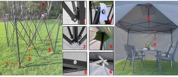 JAKS Cort pavilion profi 3 x 3 m negru