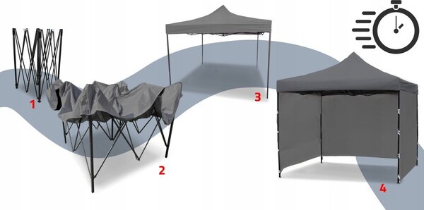 JAKS Cort pavilion profi 3 x 3 m negru
