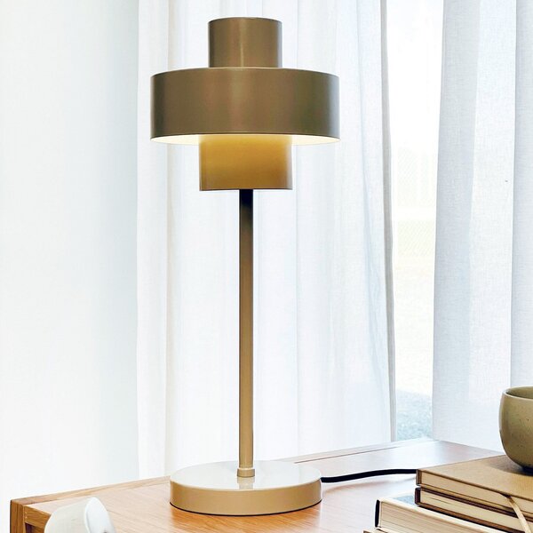 Dyberg Larsen Lampă de masă Stoke, gri, înălțime 49,5 cm, Gri, Camera de zi / sufragerie, Metal, Design