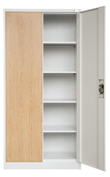 Dulap metalic Jan alb / stejar sonoma (90x185 cm)