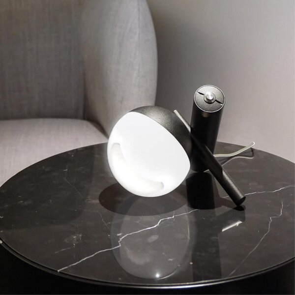 Linea Light Lampă de masă Rossini LED, negru, aluminiu, PMMA, dimabil, Negru, Camera de zi / sufragerie, Aluminiu