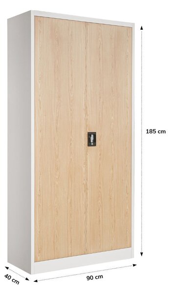 Dulap metalic Jan alb / stejar sonoma (90x185 cm)