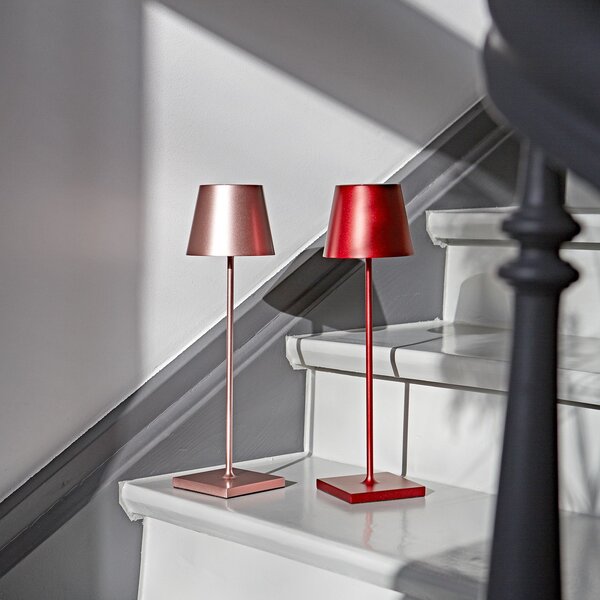 Sigor Lampă de masă cu baterie LED Nuindie, USB-C, roz auriu, IP54, dimabilă, reglabil, Auriu / Alamă, Camera de zi / sufragerie, Metal, Modern