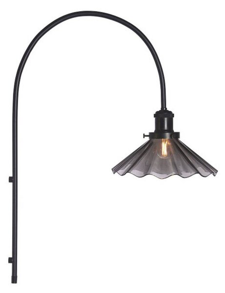 PR Home Aplică de perete August, negru, sticlă ondulată, Ø 25 cm, reglabil, Negru, Camera de zi / sufragerie, Sticlă, Scandinavă