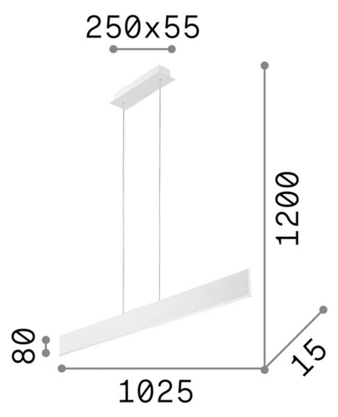 IDEAL LUX Ideal Lux Lampă suspendată cu LED-uri Lux, metal negru Lungime 102,5, Negru, Camera de zi / sufragerie, Metal, Modern