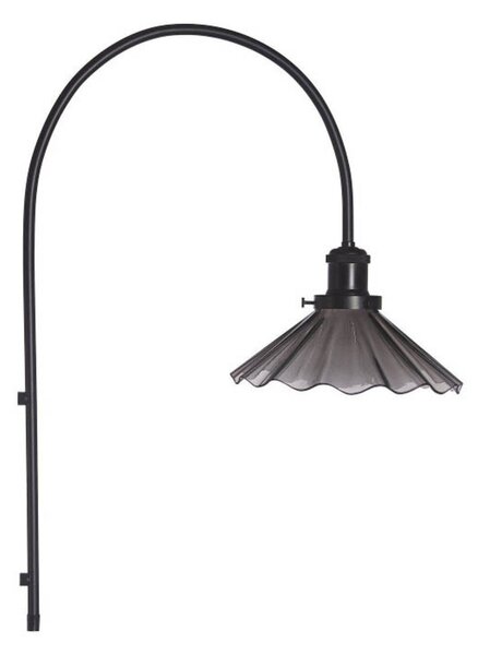 PR Home Aplică de perete August, negru, sticlă ondulată, Ø 25 cm, reglabil, Negru, Camera de zi / sufragerie, Sticlă, Scandinavă