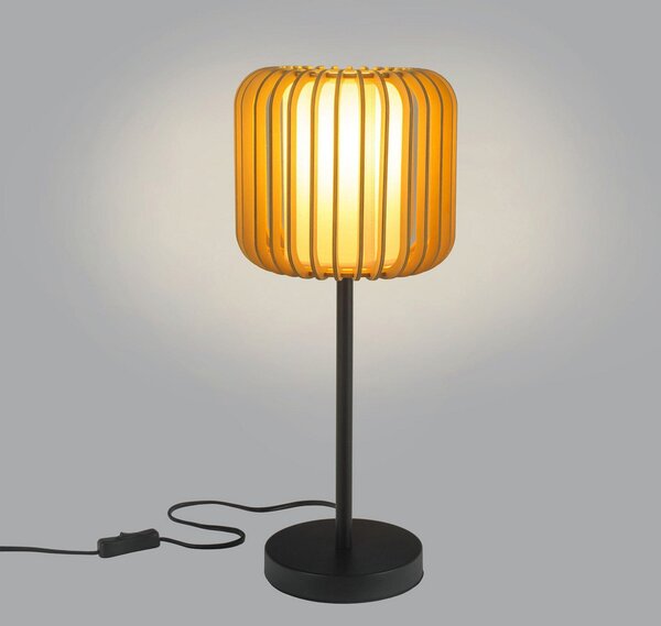 Forlight Lampă de masă Viva, maro deschis, lemn/metal, înălțime 49 cm, Lemn, Camera de zi / sufragerie, Lemn