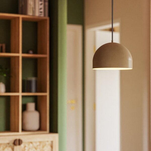 Forlight Lampă suspendată Fres, bej, oțel, Ø 30 cm, reglabil, Bej, Camera de zi / sufragerie, Metal