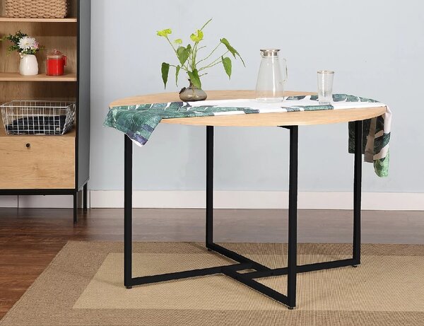 Masa rotunda de dining cu blat in decor stejar ALTO 120x120
