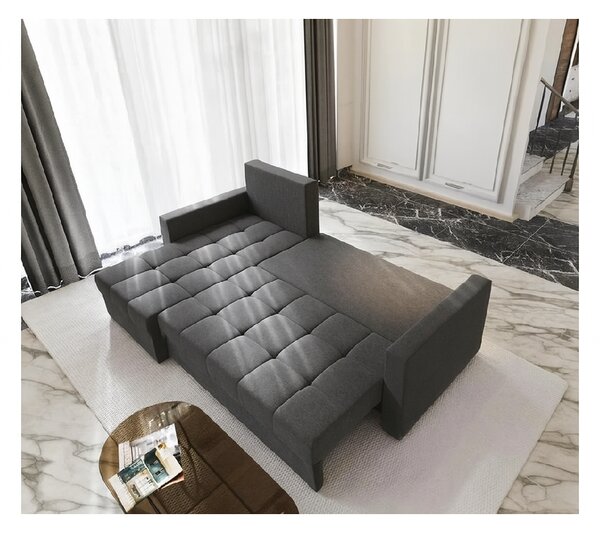 Canapea coltar extensibil ZENOVA 220 x 140 cm, reversibila – gri inchis