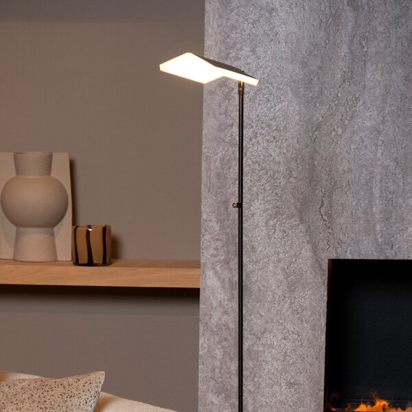 Lucide Lampadar LED Aaron, negru, de la dimabil cald, înălțime 134 cm, reglabil, Negru, Camera de zi / sufragerie, Metal, Modern