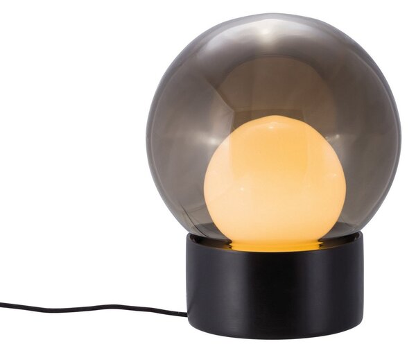Pulpo lampă de masă Boule Small, gri fumuriu/opal/negru, sticlă, Gri, Camera de zi / sufragerie, Sticlă, Design