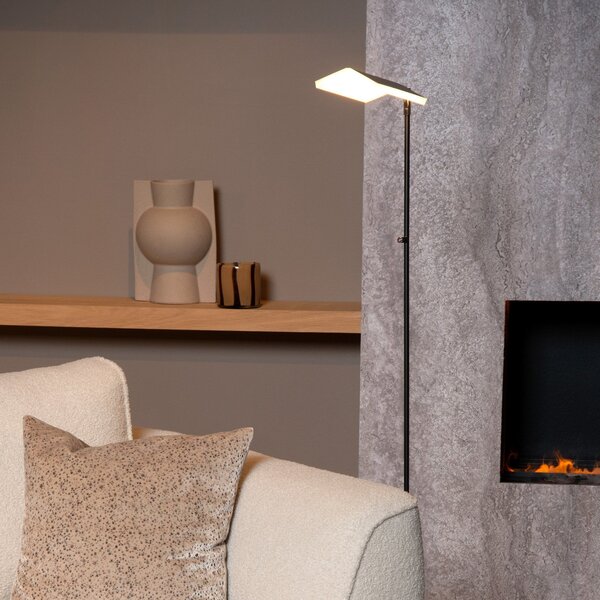 Lucide Lampadar LED Aaron, negru, de la dimabil cald, înălțime 134 cm, reglabil, Negru, Camera de zi / sufragerie, Metal, Modern
