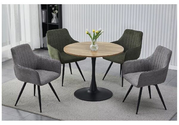 Masa rotunda pentru dining AMADEO II 90x90 cm, decor stejar