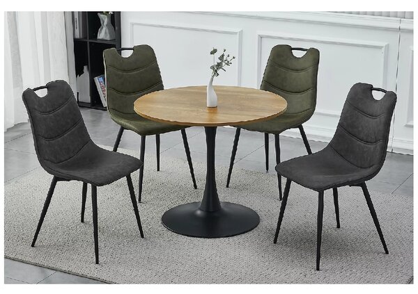 Masa rotunda pentru dining AMADEO II 90x90 cm, decor stejar