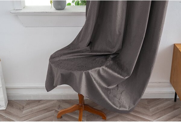 Draperie opaca DUNES VELVET 140x250 cm, gri inchis Agatat: Inele metalice