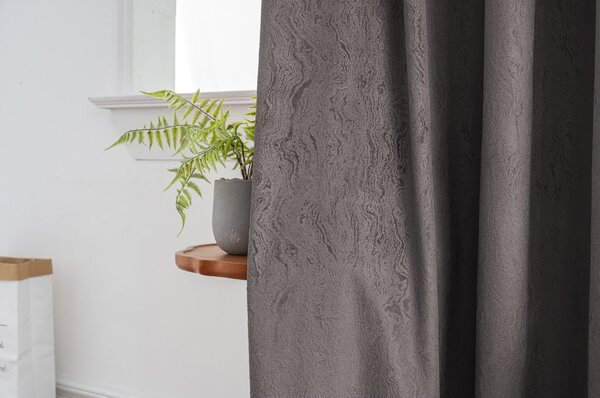 Draperie opaca DUNES VELVET 140x250 cm, gri inchis Agatat: Inele metalice