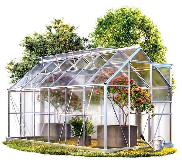 Seră din policarbonat 380 cm x 190 cm x 195 cm - 7,22m2