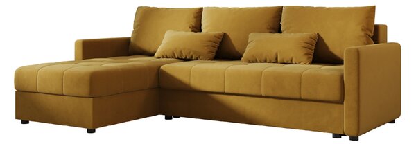 Coltar extensibil de colt VENORIA, mustar, reversibil, 220x143 cm + 2 perne GRATUIT