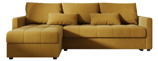 Coltar extensibil de colt VENORIA, mustar, reversibil, 220x143 cm + 2 perne GRATUIT