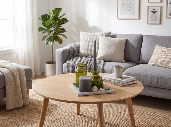 Tavita decorativa cu suport pentru lumanari si lumanari HYGGE 20x20 cm