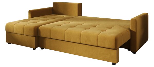 Coltar extensibil de colt VENORIA, mustar, reversibil, 220x143 cm + 2 perne GRATUIT