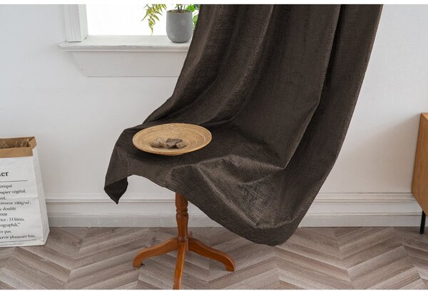 Draperie opaca LOOM VELVET 140x250 cm, maro Agatat: Inele metalice