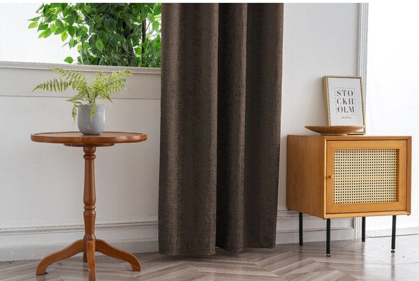 Draperie opaca LOOM VELVET 140x250 cm, maro Agatat: Inele metalice